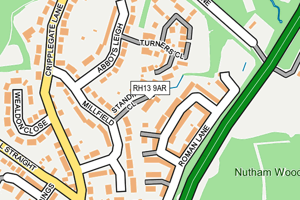 RH13 9AR map - OS OpenMap – Local (Ordnance Survey)