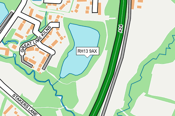 RH13 9AX map - OS OpenMap – Local (Ordnance Survey)