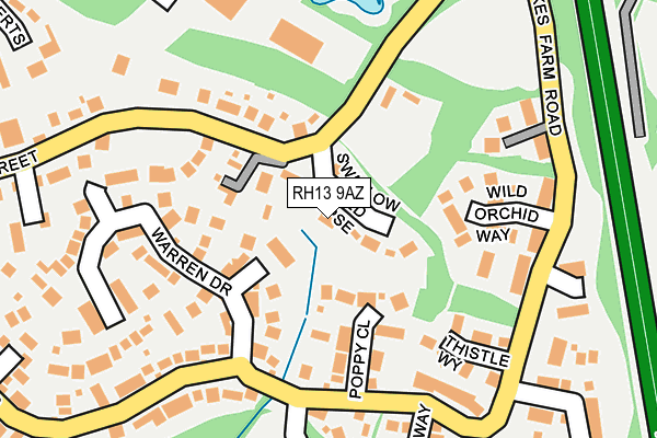 RH13 9AZ map - OS OpenMap – Local (Ordnance Survey)