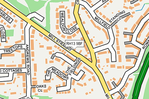 RH13 9BF map - OS OpenMap – Local (Ordnance Survey)