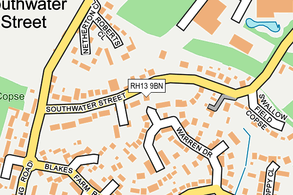 RH13 9BN map - OS OpenMap – Local (Ordnance Survey)