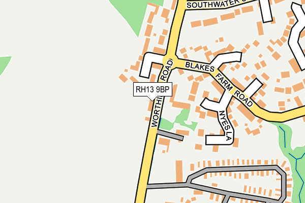 RH13 9BP map - OS OpenMap – Local (Ordnance Survey)