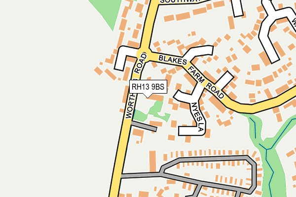 RH13 9BS map - OS OpenMap – Local (Ordnance Survey)