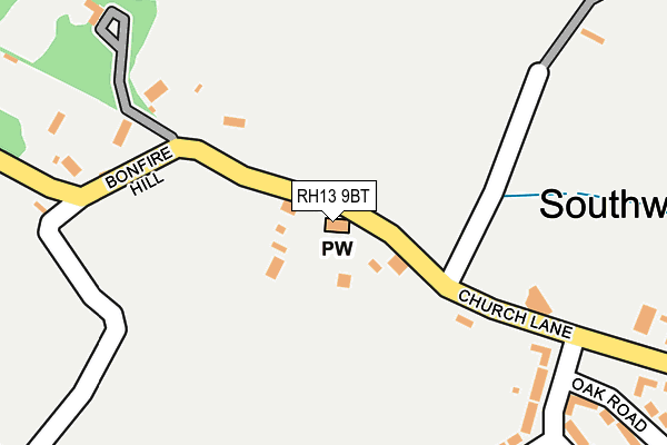 RH13 9BT map - OS OpenMap – Local (Ordnance Survey)