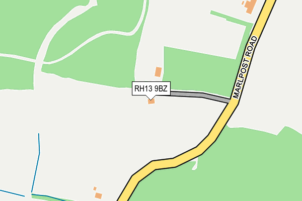 RH13 9BZ map - OS OpenMap – Local (Ordnance Survey)