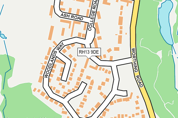 RH13 9DE map - OS OpenMap – Local (Ordnance Survey)