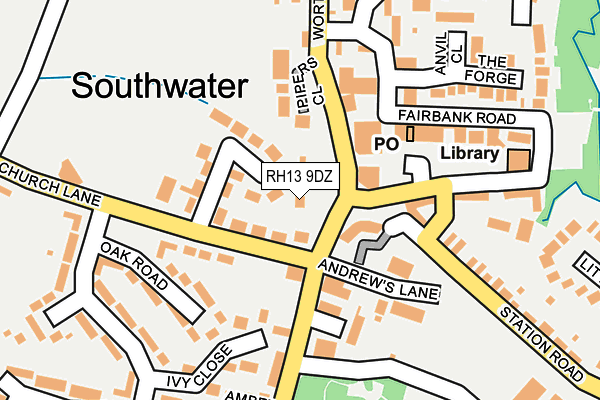 RH13 9DZ map - OS OpenMap – Local (Ordnance Survey)