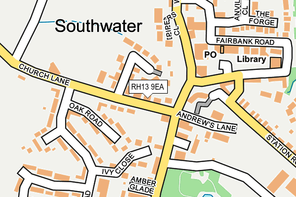 RH13 9EA map - OS OpenMap – Local (Ordnance Survey)