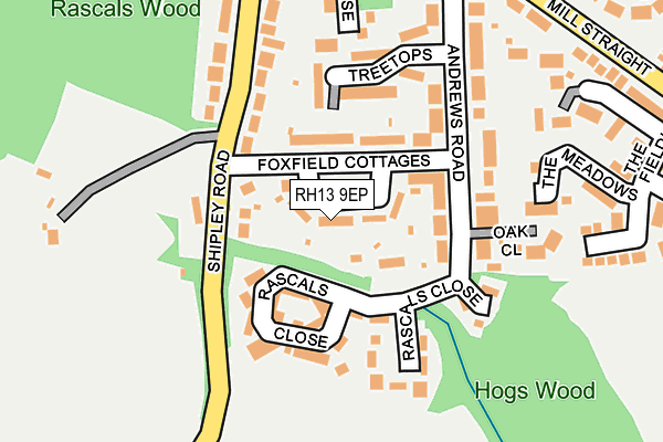 RH13 9EP map - OS OpenMap – Local (Ordnance Survey)