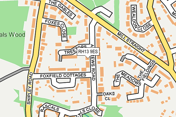 RH13 9ES map - OS OpenMap – Local (Ordnance Survey)