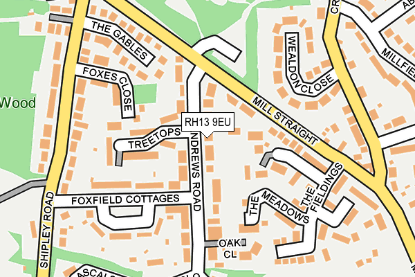RH13 9EU map - OS OpenMap – Local (Ordnance Survey)