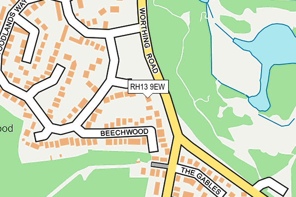 RH13 9EW map - OS OpenMap – Local (Ordnance Survey)