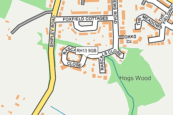 RH13 9GB map - OS OpenMap – Local (Ordnance Survey)