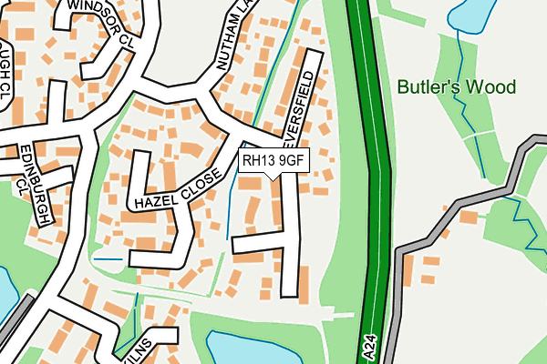 RH13 9GF map - OS OpenMap – Local (Ordnance Survey)