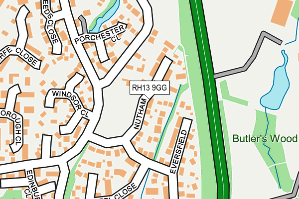 RH13 9GG map - OS OpenMap – Local (Ordnance Survey)