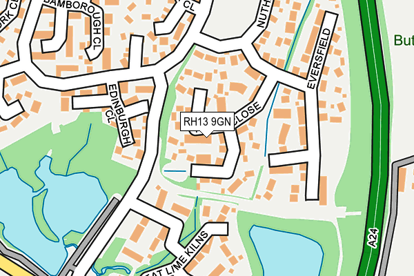 RH13 9GN map - OS OpenMap – Local (Ordnance Survey)