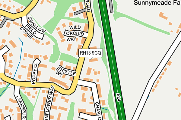 RH13 9GQ map - OS OpenMap – Local (Ordnance Survey)