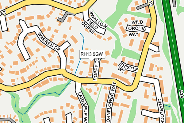 RH13 9GW map - OS OpenMap – Local (Ordnance Survey)
