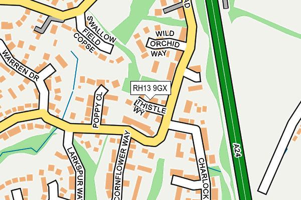 RH13 9GX map - OS OpenMap – Local (Ordnance Survey)