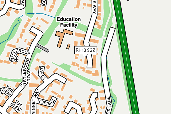 RH13 9GZ map - OS OpenMap – Local (Ordnance Survey)