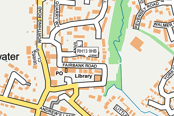 RH13 9HB map - OS OpenMap – Local (Ordnance Survey)