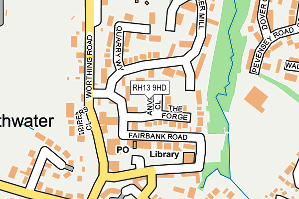 RH13 9HD map - OS OpenMap – Local (Ordnance Survey)