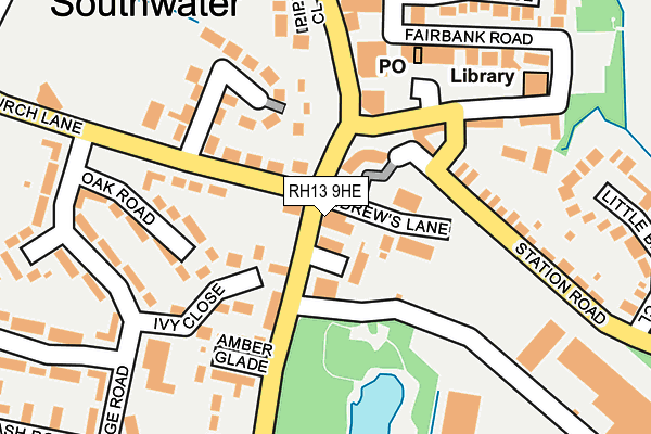 RH13 9HE map - OS OpenMap – Local (Ordnance Survey)