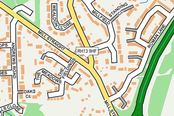 RH13 9HF map - OS OpenMap – Local (Ordnance Survey)