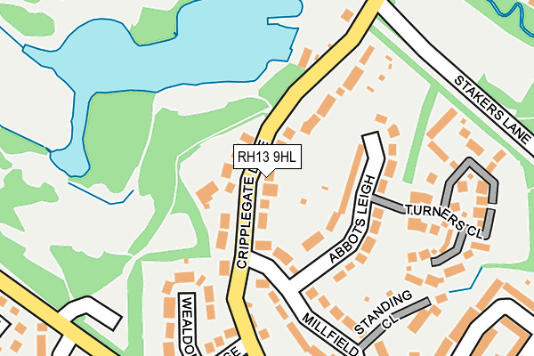 RH13 9HL map - OS OpenMap – Local (Ordnance Survey)