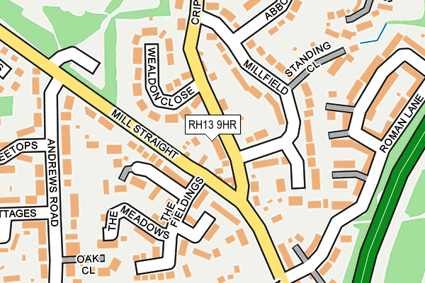 RH13 9HR map - OS OpenMap – Local (Ordnance Survey)