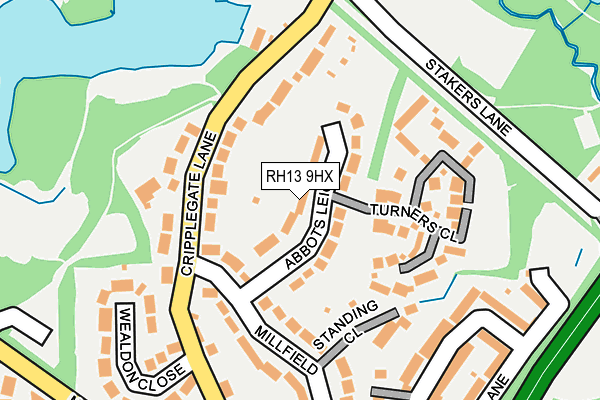 RH13 9HX map - OS OpenMap – Local (Ordnance Survey)