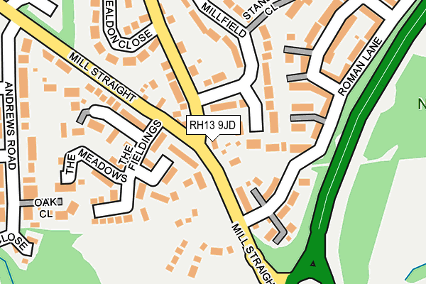 RH13 9JD map - OS OpenMap – Local (Ordnance Survey)