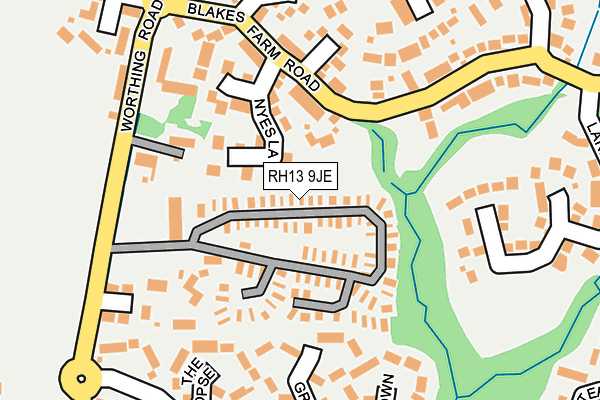 RH13 9JE map - OS OpenMap – Local (Ordnance Survey)