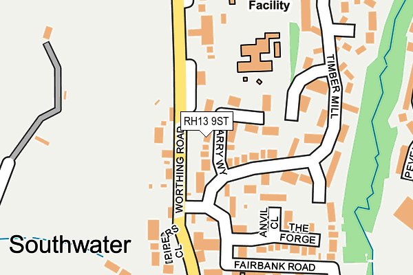 RH13 9ST map - OS OpenMap – Local (Ordnance Survey)