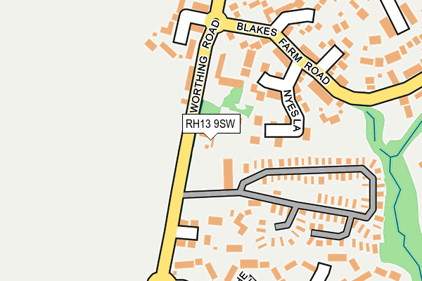 RH13 9SW map - OS OpenMap – Local (Ordnance Survey)