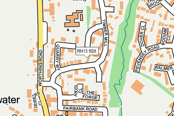 RH13 9SX map - OS OpenMap – Local (Ordnance Survey)