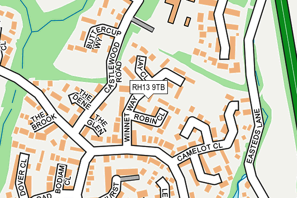 RH13 9TB map - OS OpenMap – Local (Ordnance Survey)