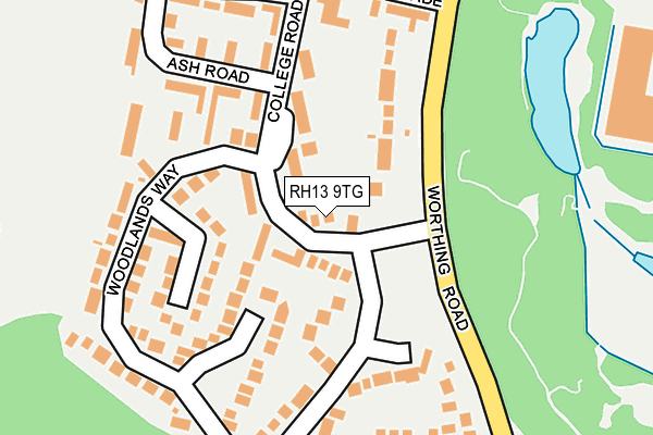 RH13 9TG map - OS OpenMap – Local (Ordnance Survey)