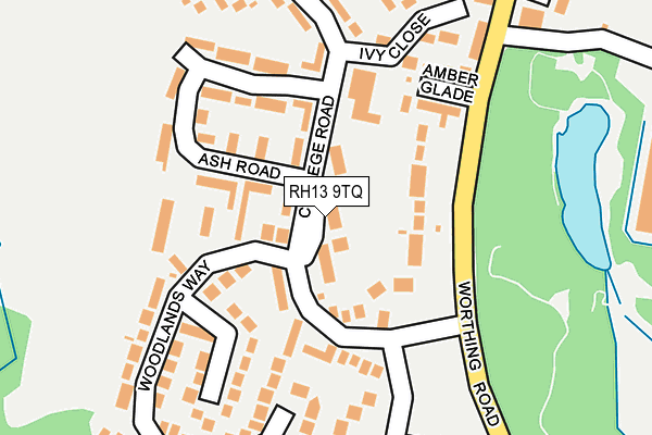 RH13 9TQ map - OS OpenMap – Local (Ordnance Survey)
