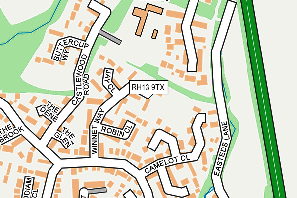 RH13 9TX map - OS OpenMap – Local (Ordnance Survey)