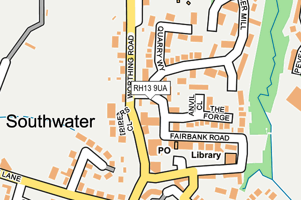 RH13 9UA map - OS OpenMap – Local (Ordnance Survey)