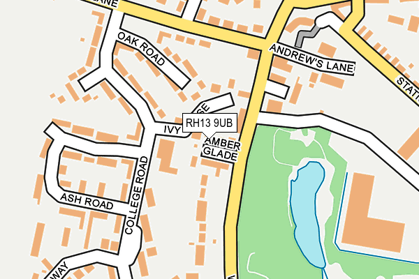 RH13 9UB map - OS OpenMap – Local (Ordnance Survey)