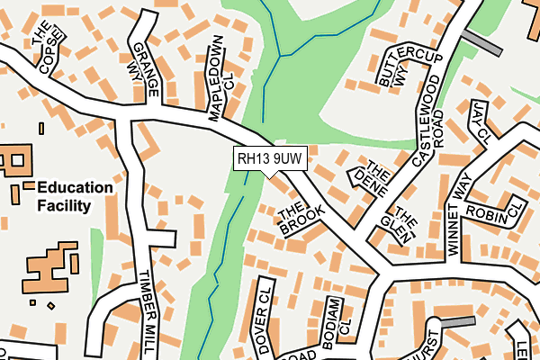 RH13 9UW map - OS OpenMap – Local (Ordnance Survey)