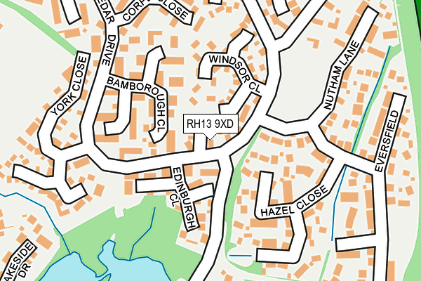 RH13 9XD map - OS OpenMap – Local (Ordnance Survey)