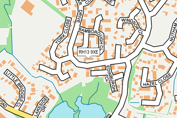 RH13 9XE map - OS OpenMap – Local (Ordnance Survey)