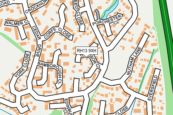 RH13 9XH map - OS OpenMap – Local (Ordnance Survey)