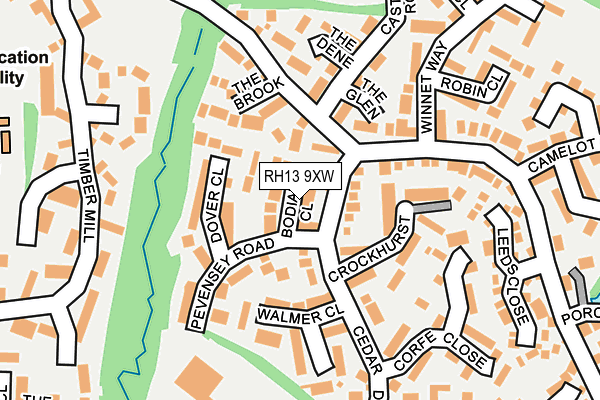 RH13 9XW map - OS OpenMap – Local (Ordnance Survey)