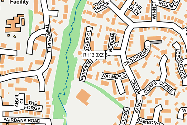 RH13 9XZ map - OS OpenMap – Local (Ordnance Survey)