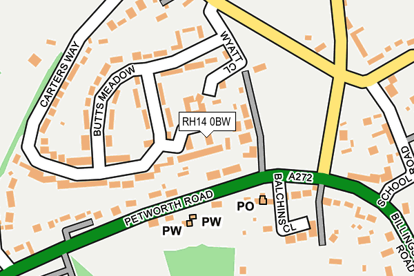 RH14 0BW map - OS OpenMap – Local (Ordnance Survey)