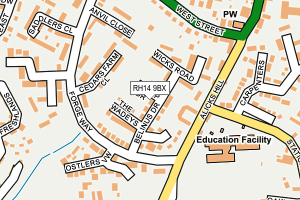 RH14 9BX map - OS OpenMap – Local (Ordnance Survey)